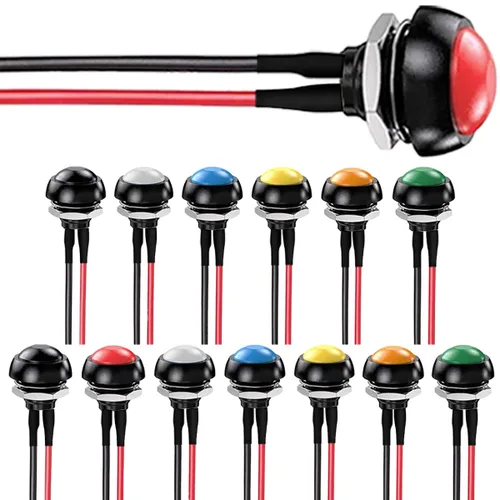 Miniatura 11 de 12 piezas de interruptor de botón de presión mini redondo negro de 12 mm con bloqueo automático AC 250 V 1.5 A 125 V 3 A encendido/apagado 2 pines