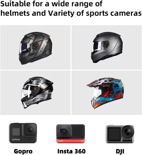 Miniatura 5 de Soporte ajustable para casco de motocicleta compatible con GoPro Hero 13/12/11/10/9/8, DJI Action 5 Pro/4/3, AKASO y más (GY-01)