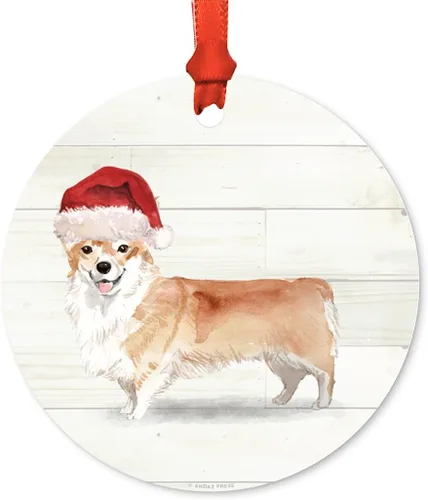 Miniatura 22 de Andaz Press Adorno de Navidad de metal personalizado para perro, perro y mascota, cocker spaniel con sombrero de Papá Noel, 1 paquete, incluye cinta