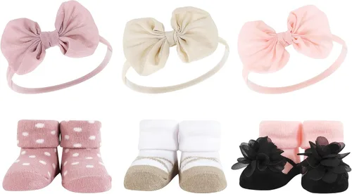 Miniatura 14 de Hudson Baby Conjunto de regalo de diadema y calcetines para niña Flor azul marino rosa