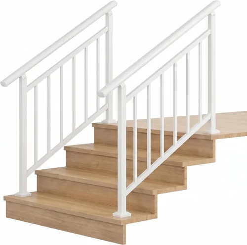 Miniatura 28 de Pasamanos para escalones al aire libre adecuados para 1 a 3 escalones, barandilla de escalera de hierro forjado, paso estable con pasamanos de 3