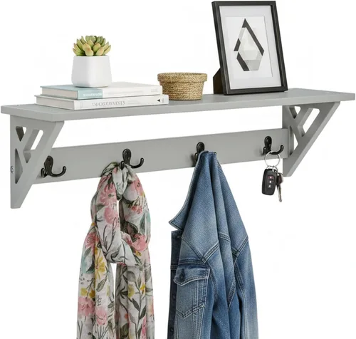 Alaterre Furniture Coventry - Gancho para abrigos con estante de 36 pulgadas de ancho, color gris