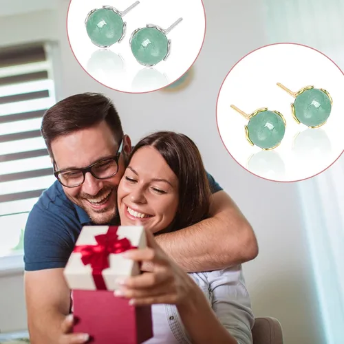 Miniatura 73 de Jade Earrings Studs,Green Jade Earrings for Women,925 Sterling Silver Earrings Studs for Sensitive Ears,Handmade Jade Earrings for Birthday