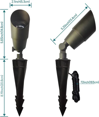 Miniatura 8 de Gardencoin Foco de latón macizo para exteriores, luz LED de bajo voltaje de 12 V, resistente al agua para jardín y patio, lámpara de iluminación