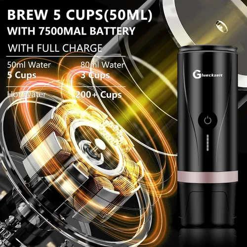 Miniatura 8 de Black Fast - Cafetera portátil de 3 minutos para café expreso con autocalentamiento en cualquier lugar con estuche de viaje incluido, funciona