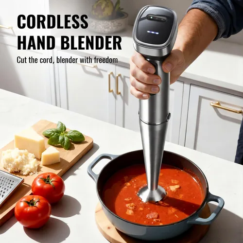 Miniatura 2 de Turelar Batidora de inmersión inalámbrica con batería recargable, batidoras de mano portátiles con velocidad ajustable, batidora de mano