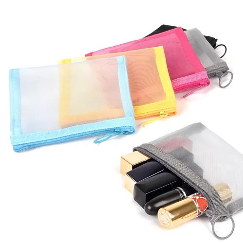 Miniatura 2 de patu Mini bolsas de malla con cremallera, 4" x 5", tamaño S / A7, 5 piezas, organizador de accesorios cosméticos de maquillaje y belleza