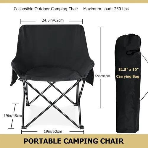 Miniatura 3 de Leonyo Paquete de 2 sillas plegables para campamento, sillas portátiles para exteriores, playa, césped, para adultos, con bolsa de transporte
