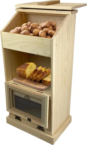 Peaceful Classics Contenedores de almacenamiento de pan de madera, contenedor decorativo de almacenamiento de papas y cebollas, papelera de papa,