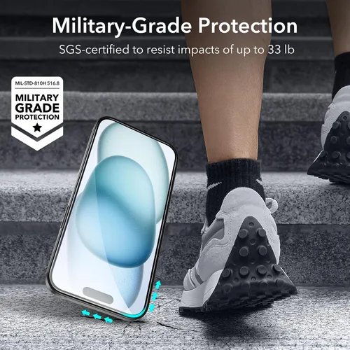 Miniatura 2 de ESR Juego de protectores de pantalla para iPhone 14, 3 protectores de pantalla de vidrio templado y 1 juego de protectores de lente de cámara