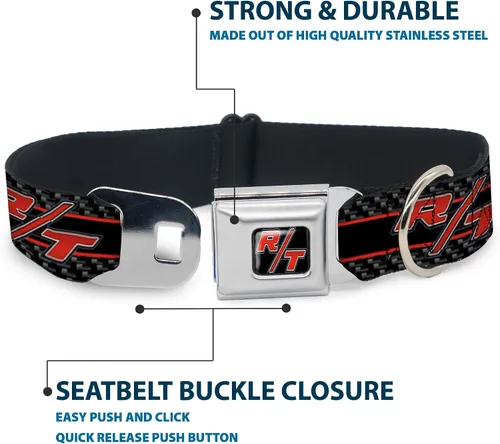 Miniatura 4 de Buckle-Down DC-WCL011-S CLL Dodge Challenger R/T Emblem Collar de perro a todo color negro/blanco/rojo, pequeño/9-15