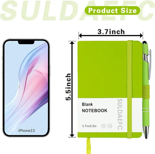 Miniatura 4 de Paquete de 2 cuadernos de bolsillo con 2 bolígrafos negros, de 3.7 x 5.5 pulgadas, pequeños diarios en blanco de tapa dura con soporte para Rojo