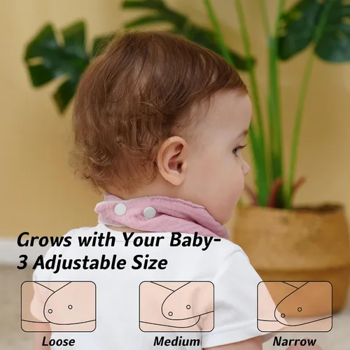Miniatura 4 de Baberos de muselina para bebé, baberos de bandana para babeo para bebés niñas y niños, recién nacidos, niños pequeños, babeo y dentición rosado