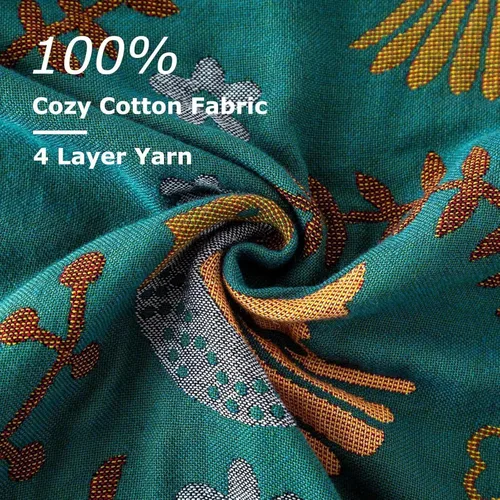 Miniatura 7 de LUTBM Manta bohemia 100% algodón suave con diseño de pájaros y flores, doble bordado, transpirable, para verano, 50 x 60 pulgadas, para todas