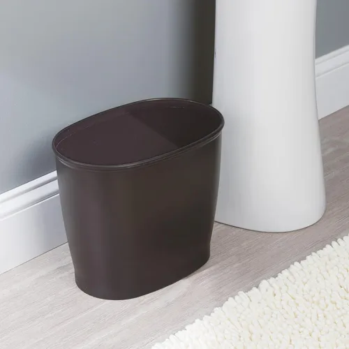 Miniatura 7 de iDesign - Cubo de basura delgado de plástico para baño, pequeño para dormitorio, oficina, escritorio, dormitorio, bronce Cubo de basura pequeño