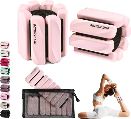 Miniatura 12 de BECOJADDE Juego de 2 pesas para tobillo (1 libra/2 libras cada una) para mujeres y hombres, pulsera ajustable para muñeca para gimnasio en casa