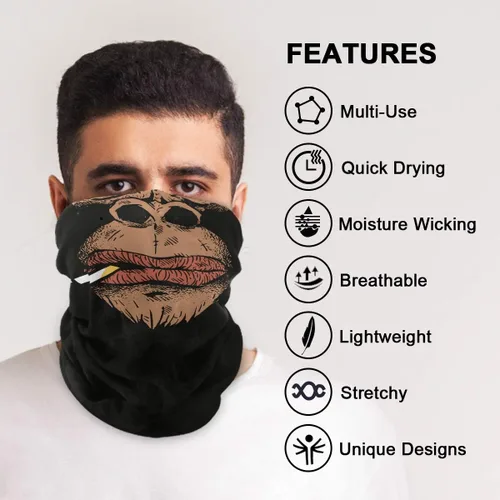 Miniatura 4 de Máscara facial pasamontañas media bandanna Gorilla fumando cuello polainas sol polvo protección contra el viento sin costuras diadema para mujeres