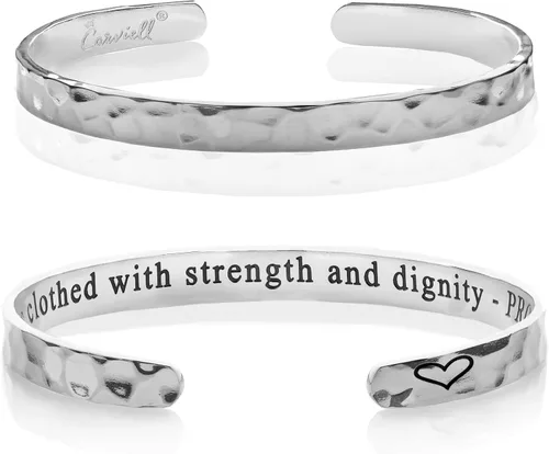 Miniatura 71 de Carviell Pulseras grabadas para mujer, inspiradoras, amistad, amor, mamá, hija, hermana, cristiana, graduación, conmemoración y regalos de boda, más