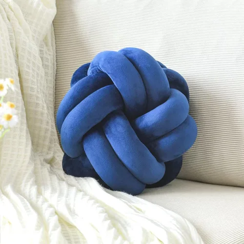Miniatura 7 de Almohada de nudo de bola, cojín decorativo redondo para arrojar, almohada de felpa suave beige anudada de 8 pulgadas, cojín decorativo de nudo