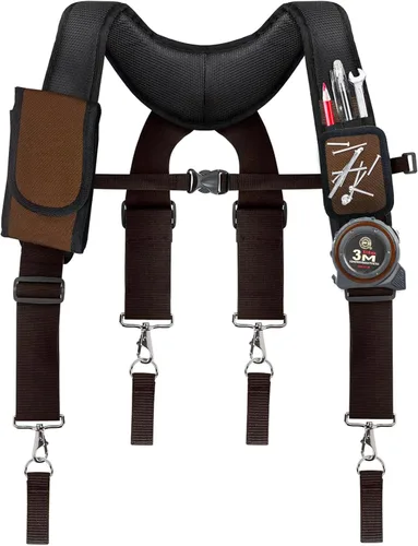 Miniatura 10 de Tool Belt Suspenders for Men, Adjustable Tool Belt with Magnetic Wristband Multifunctional Pouch Pocket for Workers Negro