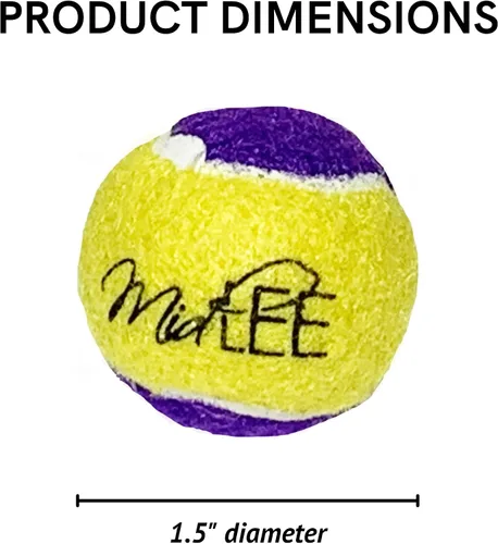 Miniatura 6 de Midlee Squeaky Mini pelota de tenis para perros de 1.5 pulgadas, paquete de 12 (amarillo/morado)
