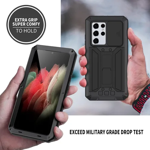 Miniatura 5 de Compatible con Samsung Galaxy S21 Ultra, funda protectora rígida de aluminio de metal a prueba de golpes, resistente y militar, funda protectora