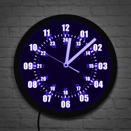Miniatura 3 de The Geeky Days Reloj de pared con signo de neón de 24 horas de tiempo militar con retroiluminación LED zona horaria mundial militar signo de neón