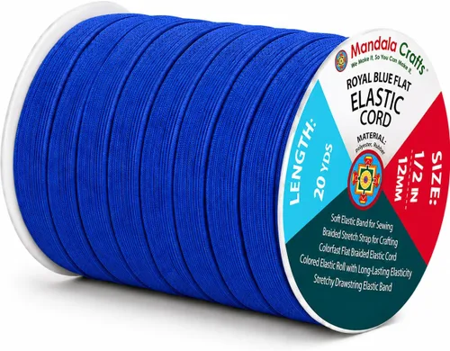 Miniatura 90 de Mandala Crafts - Rollo de cordón elástico plano para costura y manualidades Blanco