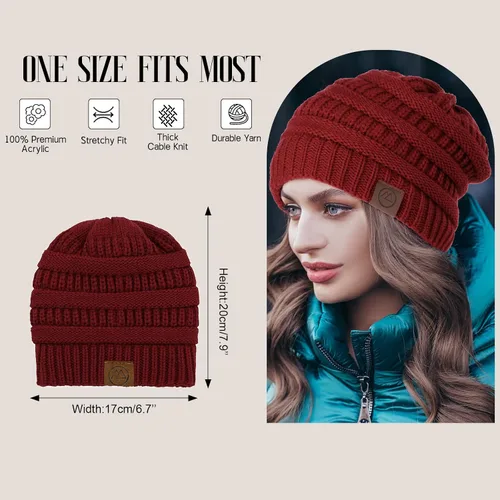 Miniatura 4 de Gorros de invierno con forro de satén para mujer, gorro de invierno para mujer, con forro de seda, gorro holgado para invierno, gorro de punto