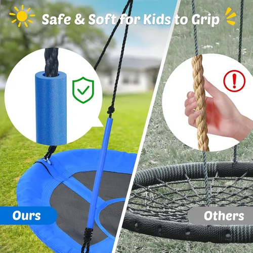 Miniatura 2 de Trekassy Columpio redondo para árbol de 700 libras de 40 pulgadas con asas para niños y adultos, Oxford 900D, impermeable, 2 correas para colgar
