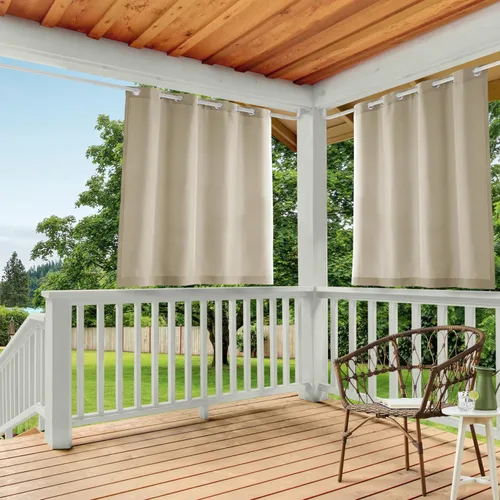 Miniatura 26 de TOWN & COUNTRY BASICS Cabana Cortinas Sólidas de Peso Pesado para Interiores y Exteriores, Opacidad de Filtrado de Luz con Ojales en la Parte Verde