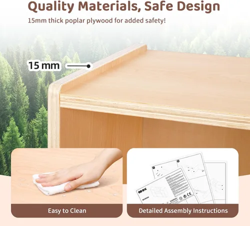 Miniatura 9 de OOOK Estantería Montessori y Organizador de Almacenamiento para Juguetes, Estantería Horizontal de 2 Niveles, Gabinete de Almacenamiento