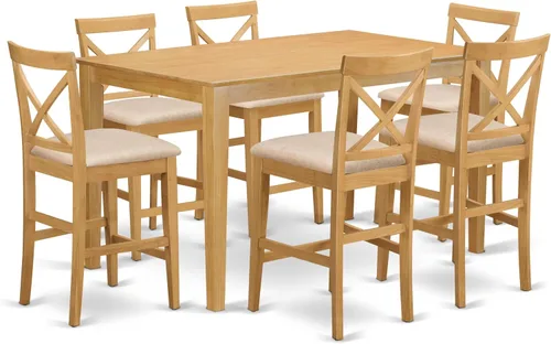 Miniatura 9 de East West Furniture CAPB5H-OAK-C - Juego de mesa de comedor de 5 piezas de altura de mostrador, incluye una mesa de cocina rectangular y 4 sillas