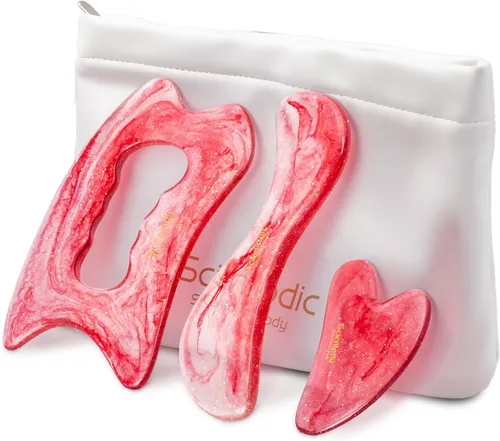 Miniatura 20 de Scienlodic Gua Sha - Herramienta de masaje con mango (resina), herramienta de raspado Guasha más grande para masaje de espalda, cuello, cara