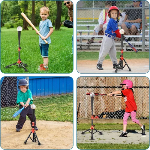 Miniatura 9 de BaseGoal Camiseta de Bateo de Béisbol para Niños, Tee de Bateo, Tee de Sóftbol, Tee de Bateo para Jóvenes, Tee de Teeball, Tee de Viaje, Altura