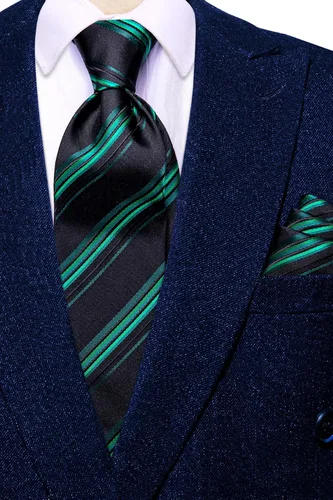 Miniatura 259 de Hi-Tie Corbata clásica de cachemira para hombre con pañuelo y gemelos a cuadros