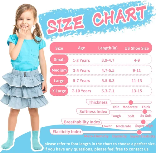 Miniatura 7 de Tphon Calcetines para niños pequeños, calcetines antideslizantes para niños y niñas, 12 pares de calcetines para niños de 6 meses a 10 años