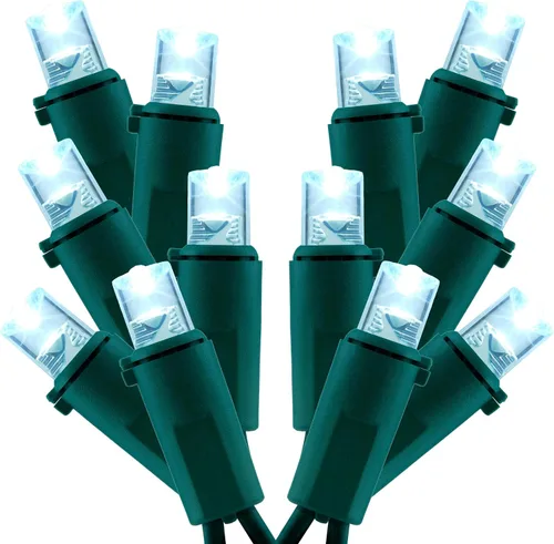Miniatura 11 de Juego de 2 luces LED verdes de gran angular para Navidad, juego de 2 juegos de 100 luces LED de 0.197 in