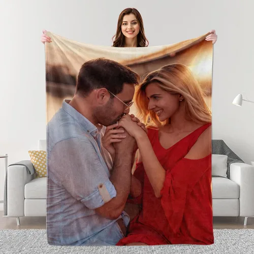 Miniatura 9 de Mantas personalizadas con fotos, regalos personalizados para parejas para esposa, marido, novia, novio, manta con imagen personalizada "I Love You