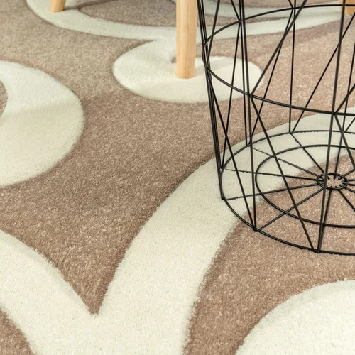Miniatura 2 de Paco Home Alfombra de área marrón beige con corte de contorno y patrón floral moderno, tamaño: 2' x 3'7