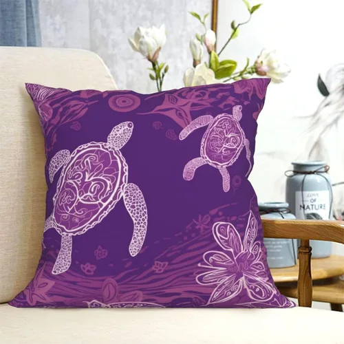 Miniatura 4 de Hawaii con estampado de tortuga marina morada, fundas de almohada modernas, fundas de almohada cuadradas decorativas suaves para decoración
