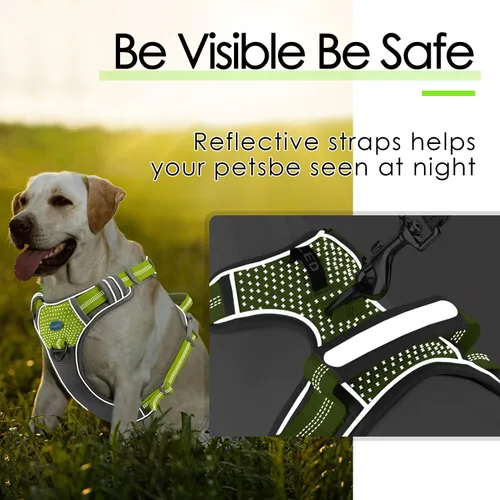 Miniatura 5 de ThinkPet Arnés deportivo transpirable, antitirones para perro, con asa, arnés reflectante y ajustable para perros medianos o grandes, clip trasero