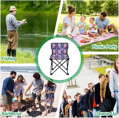 Miniatura 7 de Outdoor Folding Pink Owl Flower Camping Chairs for Adults Portable Camping Chair Lightweight Lawn Chair 202a4579