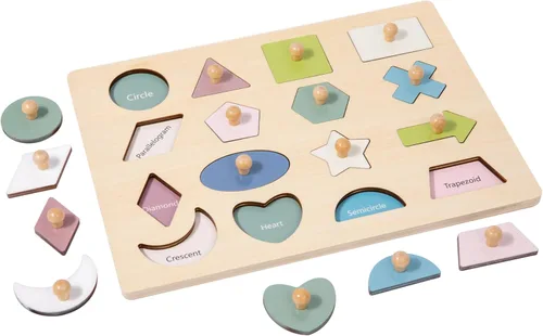 Miniatura 10 de Juguetes Montessori para bebés de 6 a 12 meses, rompecabezas con forma de madera para niños pequeños de 1 a 3 años, rompecabezas jumbo con perilla