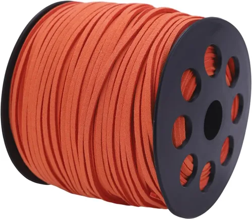 Miniatura 6 de Cordón plano de gamuza de 0.104 in x 100 yardas, cuerda de cuero con carrete en rollo, cordón de piel sintética para hacer joyas, collares, Azul