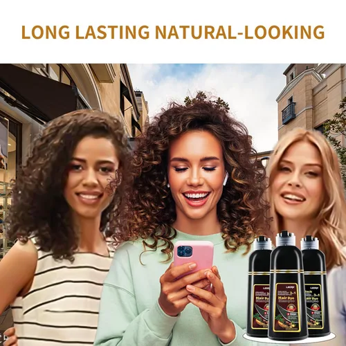 Miniatura 8 de Leorx Champú 3 en 1 para teñir el cabello marrón, color para refrescar el cabello, coloración herbaria instantánea para mujeres y hombres, 16.9