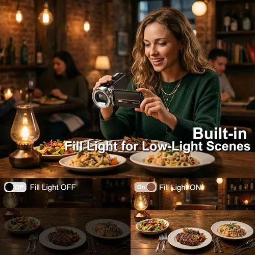 Miniatura 5 de Cámara de video 4K 48MP Vlogging para YouTube con zoom digital de 18 aumentos, pantalla LCD de 3.0" con rotación de 270°, cámara grabadora