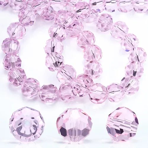 Miniatura 21 de Dowarm 100 cuentas redondas de cristal de 0.315 pulgadas para la fabricación de joyas, cuentas de cristal Rondelle facetadas para manualidades