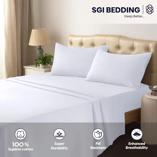 Miniatura 4 de SGI - Juego de sábanas tamaño King 100% algodón Supima americano, tejido satinado de lujo, ultra suave, transpirable y duradero, juego de ropa