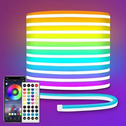 Miniatura 12 de Tira de luces LED de neón, tira de luces LED alimentada por USB de 3.3 pies, tira de luces de cuerda LED de 5V con sincronización de música y cambio